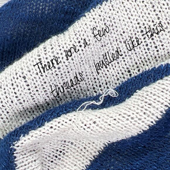 Rue 21 Navy & White Striped Drop Shoulder Sweater Split Tail 3/4 Sleeves Large - Picture 5 of 11